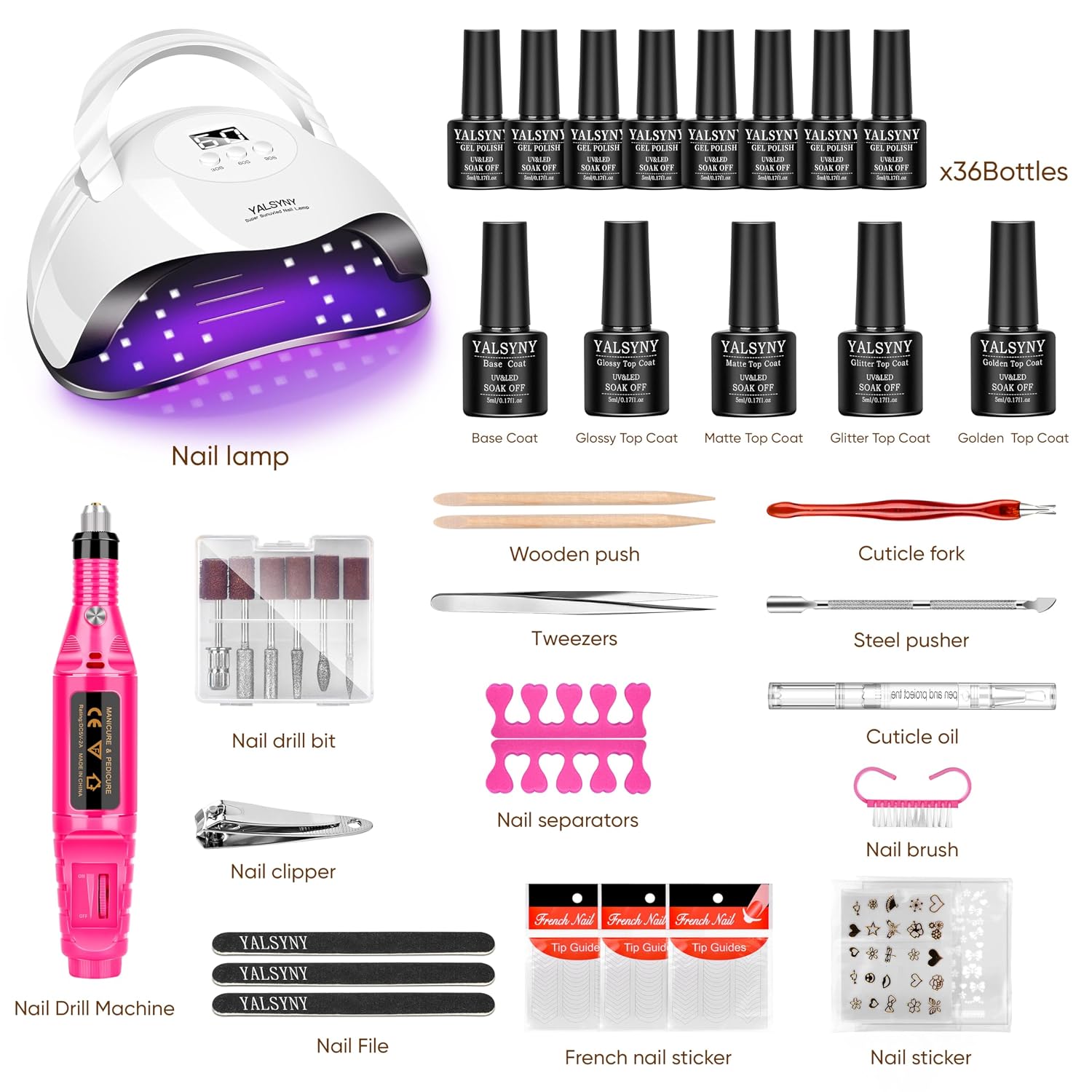 NAIL POLISH KIT with U V Lamp and Drill Starter Kit 36 Colors Gel Nail Polish Nail Art Gel Manicure Kit - Image 5