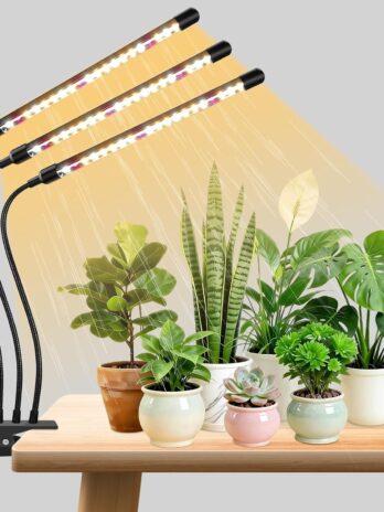 Grow Lights for Indoor Plants, Full Spectrum Tri-Head Clip Plant Lights 240 LEDs Clamp Grow Lamp for Plants Growing,3 Spectra, Auto ON & Off,3/9/12H Timer,10 Brightness,Flexible Gooseneck,2 Pack