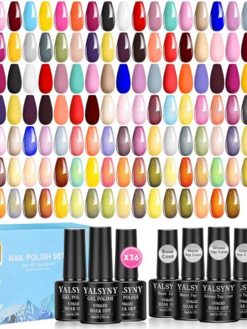 Gel Nail Polish Kit 36 Colors With Base Coat & 4 Effects Top Coat Full-Color Nail Polish Set All Seasons Nail Kit Gifts for Women Girls