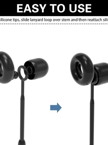 Earplug Lanyard [2 pcs] with Magnetic Tug-Resistant Safety Cord Black Flexible Silicone Lanyard with Loop Earplugs Quiet/Engage/Experience, with Most Earplugs with Removable Tips Compatible