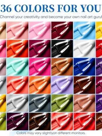 Gel Nail Polish Kit 36 Colors With Base Coat & 4 Effects Top Coat Full-Color Nail Polish Set All Seasons Nail Kit Gifts for Women Girls