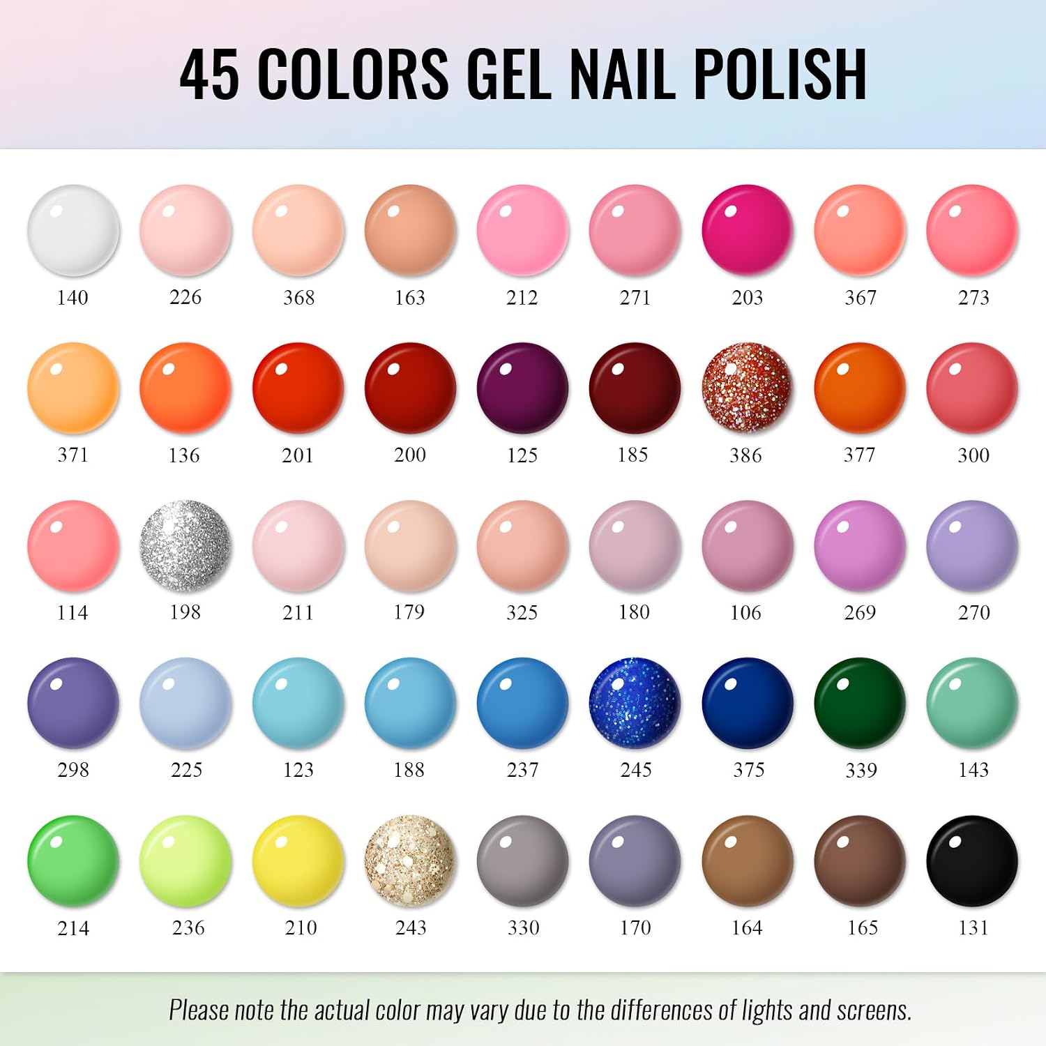 Gel Nail Polish Kit with U V Light, 45 Colors All Seasons Soak Off 64 Pcs Gel Polish Nail Set with Base & Matte/Glossy/Glitter Top Coat Manicure Tools Complete Gel Nail Kit Gift for Women - Image 2